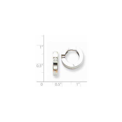 14K Weißgold Creolen mit Klappscharnier und echten Diamanten