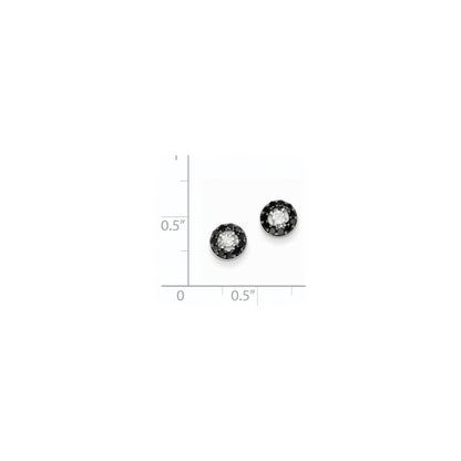 14K Weißgold mit schwarzen und weißen echten Diamant-Ohrsteckern