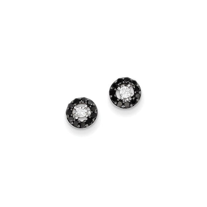 14K Weißgold mit schwarzen und weißen echten Diamant-Ohrsteckern
