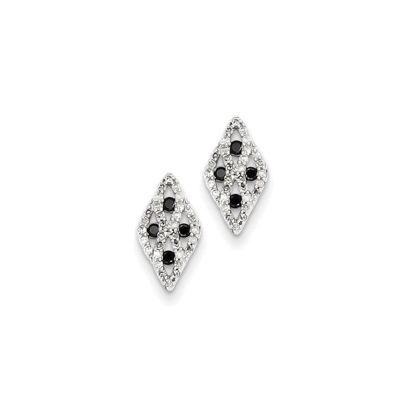14K Weißgold Ohrringe mit schwarzen und weißen Diamanten
