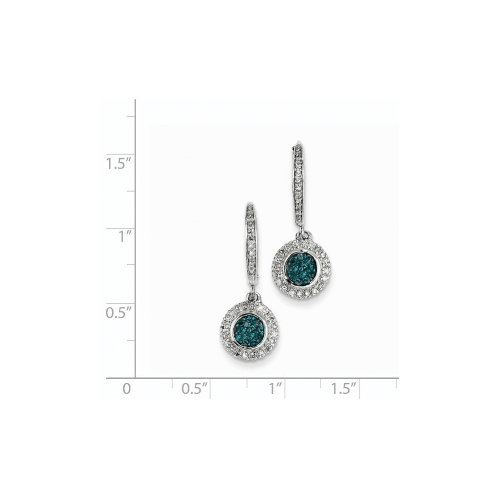 14K Weißgold mit blauen und weißen echten Diamanten-Ohrringen mit Klappbrisur