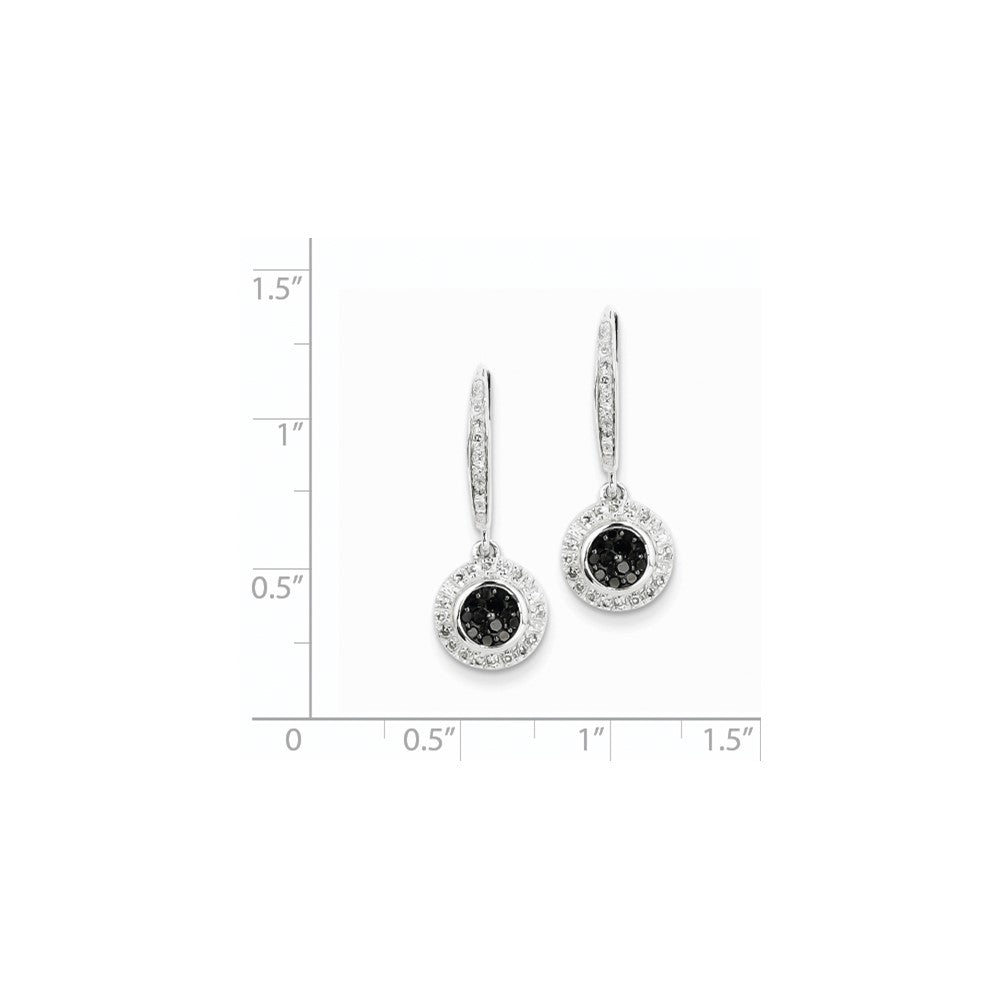 14K Weißgold mit schwarzen und weißen echten Diamant-Ohrringen mit Kastenverschluss