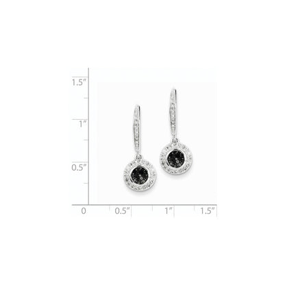 14K Weißgold mit schwarzen und weißen echten Diamant-Ohrringen mit Kastenverschluss