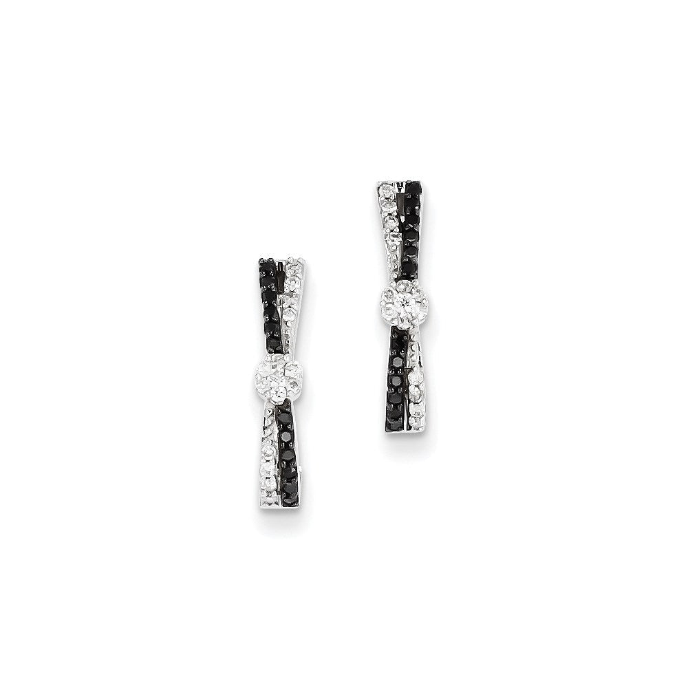 14K Weißgold Ohrringe mit Schwarzen & Weißen Diamanten
