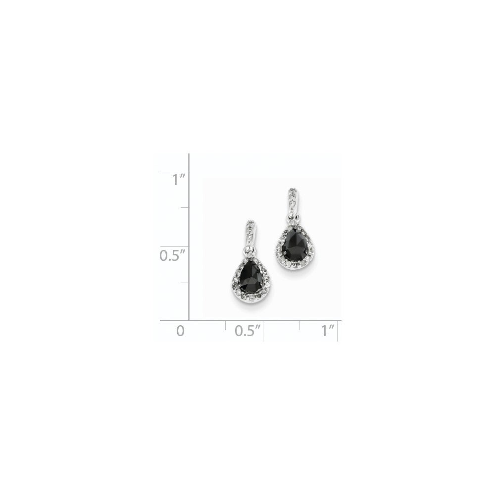 14K Weißgold mit schwarzen und weißen echten Diamanten Ohrhänger mit Stecker