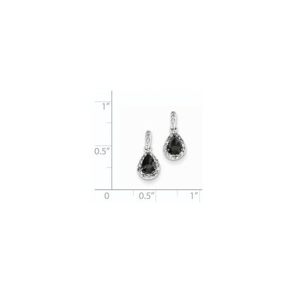 14K Weißgold mit schwarzen und weißen echten Diamanten Ohrhänger mit Stecker