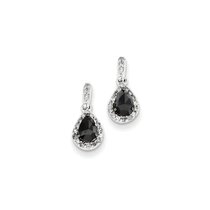 14K Weißgold mit schwarzen und weißen echten Diamanten Ohrhänger mit Stecker