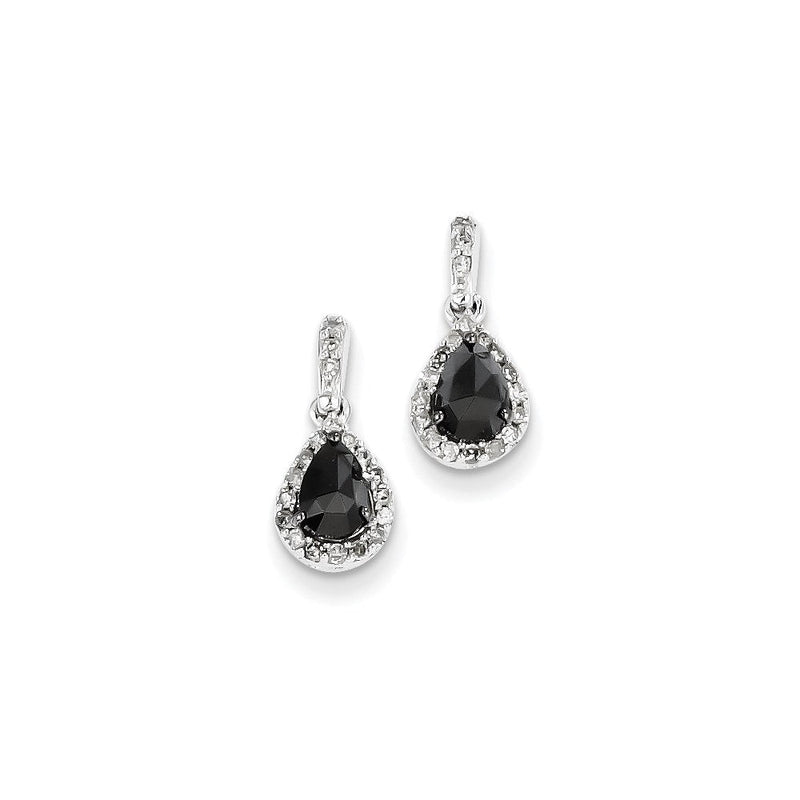 14K Weißgold mit schwarzen und weißen echten Diamanten Ohrhänger mit Stecker