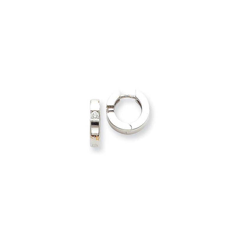 14K Weißgold Creolen mit Klappscharnier und echten Diamanten