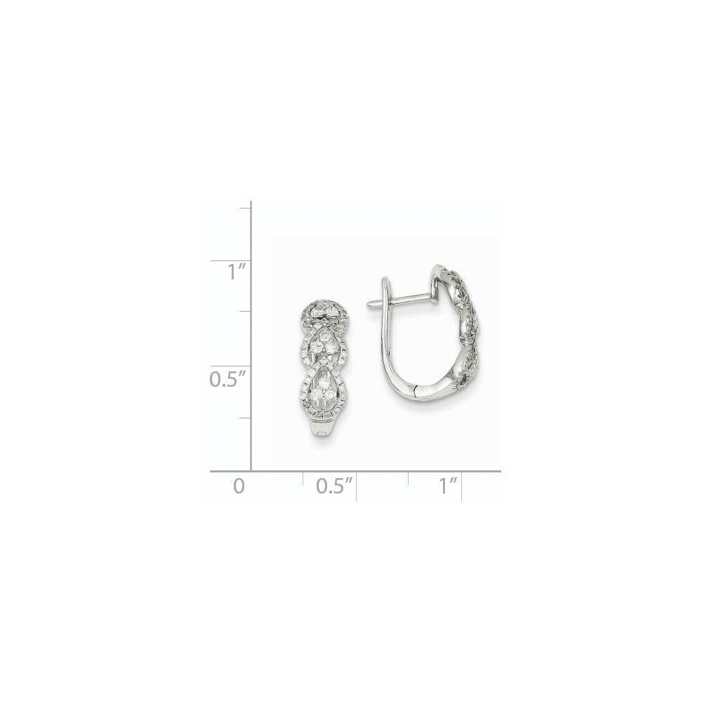 14K Weißgold Creolen mit Herzmuster und echten Diamanten, Klappscharnier