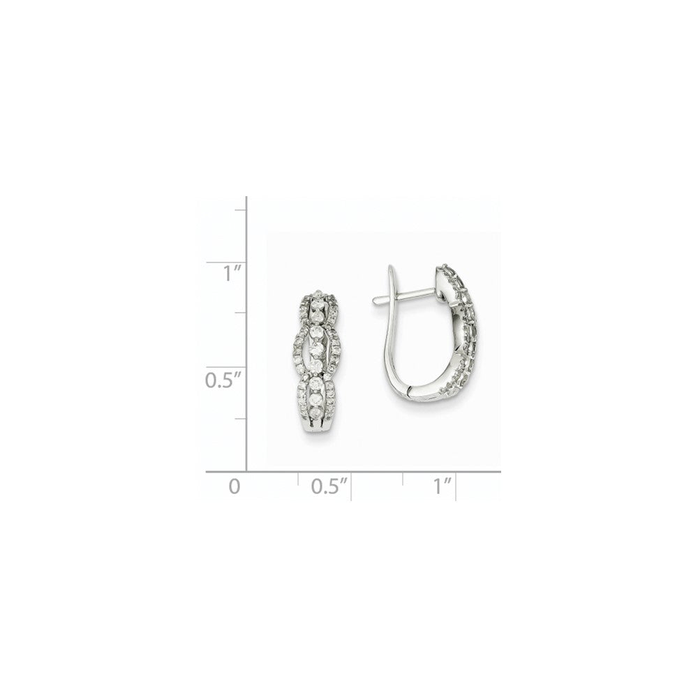 14K Weißgold Creolen mit echten Diamanten und Klappscharnier