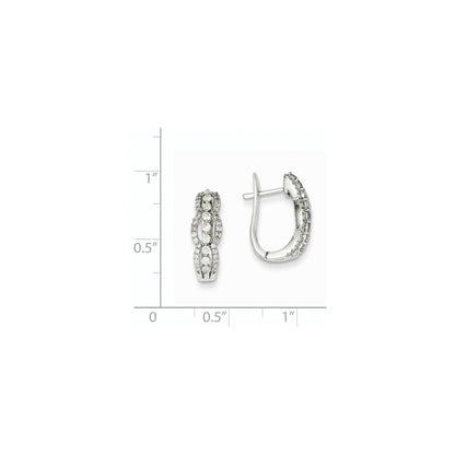 14K Weißgold Creolen mit echten Diamanten und Klappscharnier
