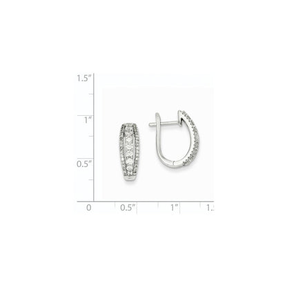 14K Weißgold Creolen mit echten Diamanten und Scharnier, dreireihig