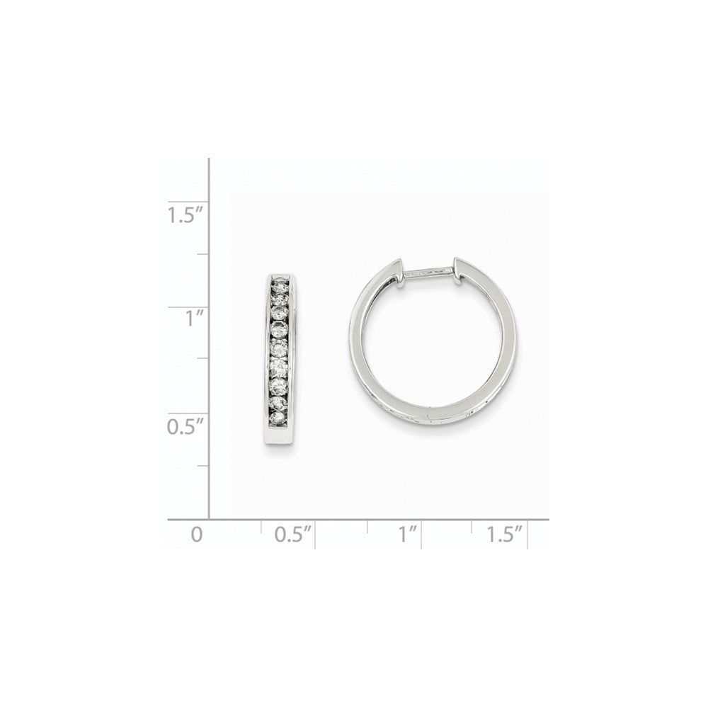 14K Weißgold Creolen mit echten Diamanten, klein, mit Klappscharnier