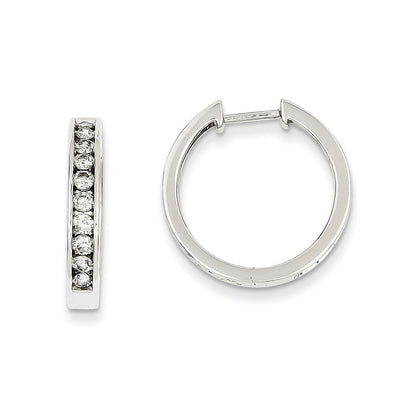 14K Weißgold Creolen mit echten Diamanten, klein, mit Klappscharnier
