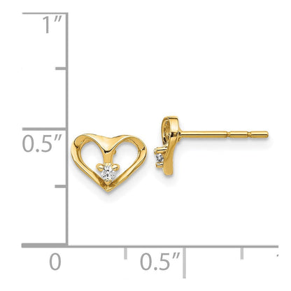 14K Gelbgold Herz-Ohrringe mit echten Diamanten