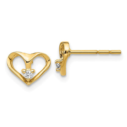 14K Gelbgold Herz-Ohrringe mit echten Diamanten