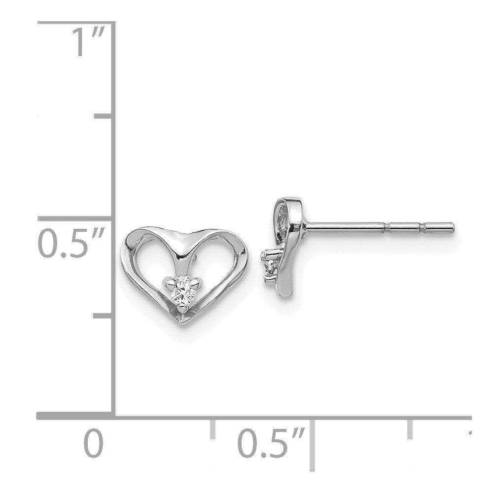 14K Weißgold Ohrstecker mit echten AA-Diamanten in Herzform