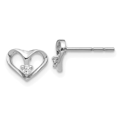 14K Weißgold Ohrringe mit echtem Diamant-Herz