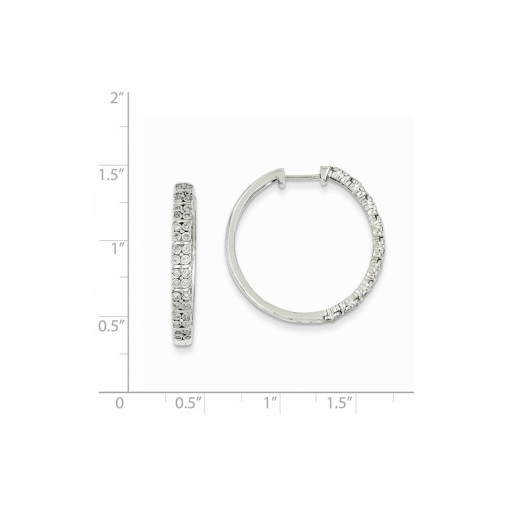 14K Weißgold Creolen mit echten Diamanten und Klappscharnier