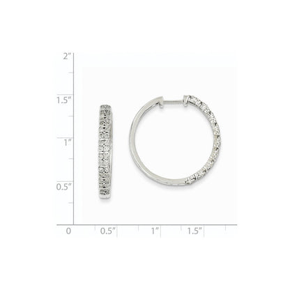 14K Weißgold Creolen mit echten Diamanten und Klappscharnier