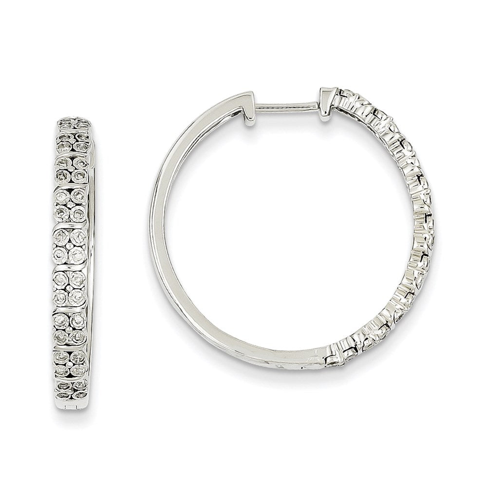 14K Weißgold Creolen mit echten Diamanten und Klappscharnier