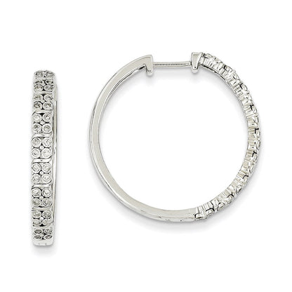 14K Weißgold Creolen mit echten Diamanten und Klappscharnier