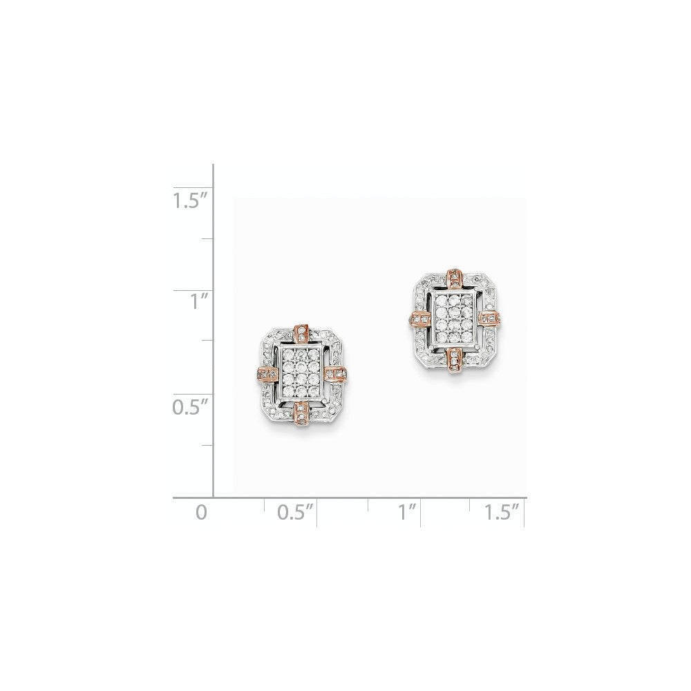 14K Weißgold & Rosé-Rhodium Echte Diamant-Rechteck-Ohrstecker