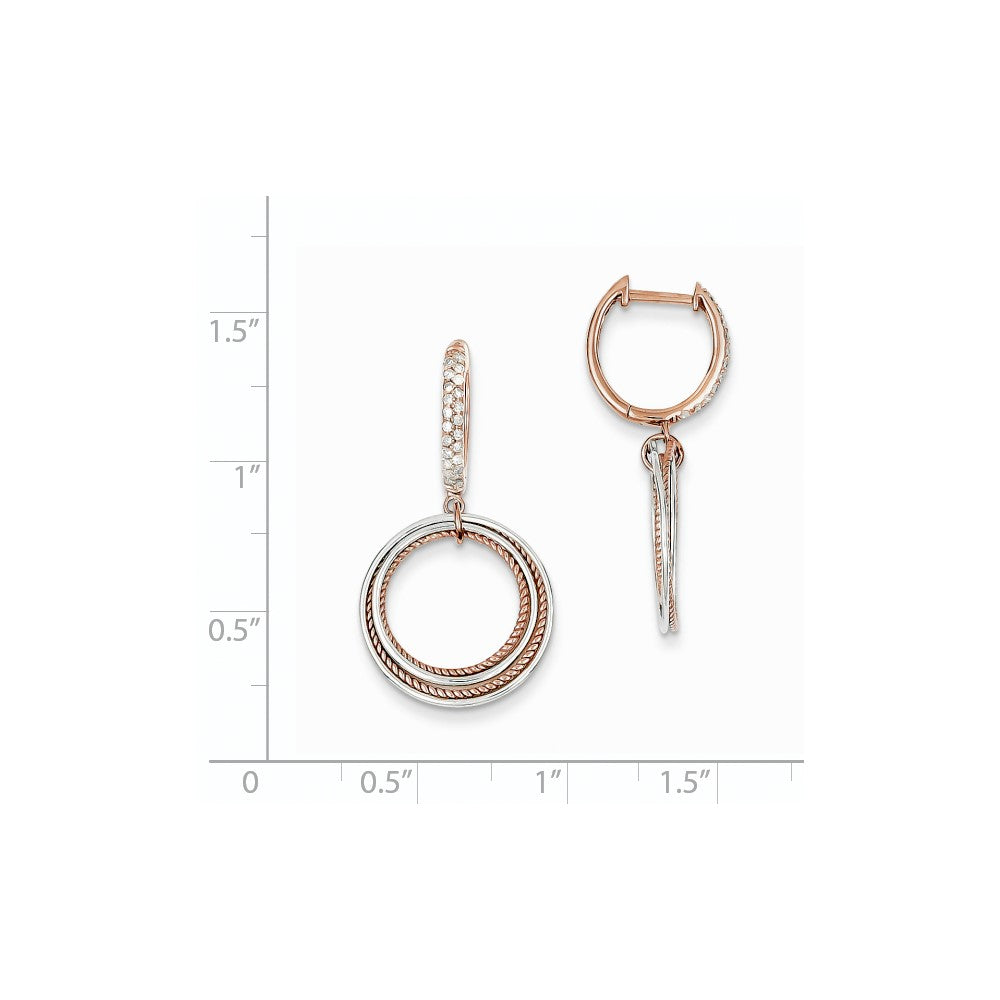 14K Gelbgold Weiß- und Roségold echte Diamant-Creolen mit Klappscharnier Kreis-Ohrhänger