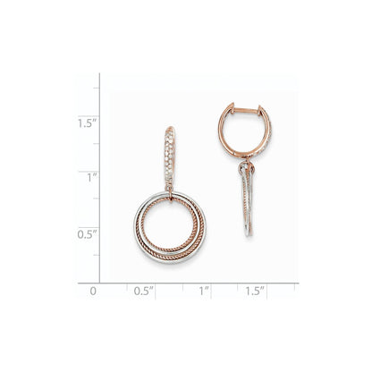 14K Gelbgold Weiß- und Roségold echte Diamant-Creolen mit Klappscharnier Kreis-Ohrhänger