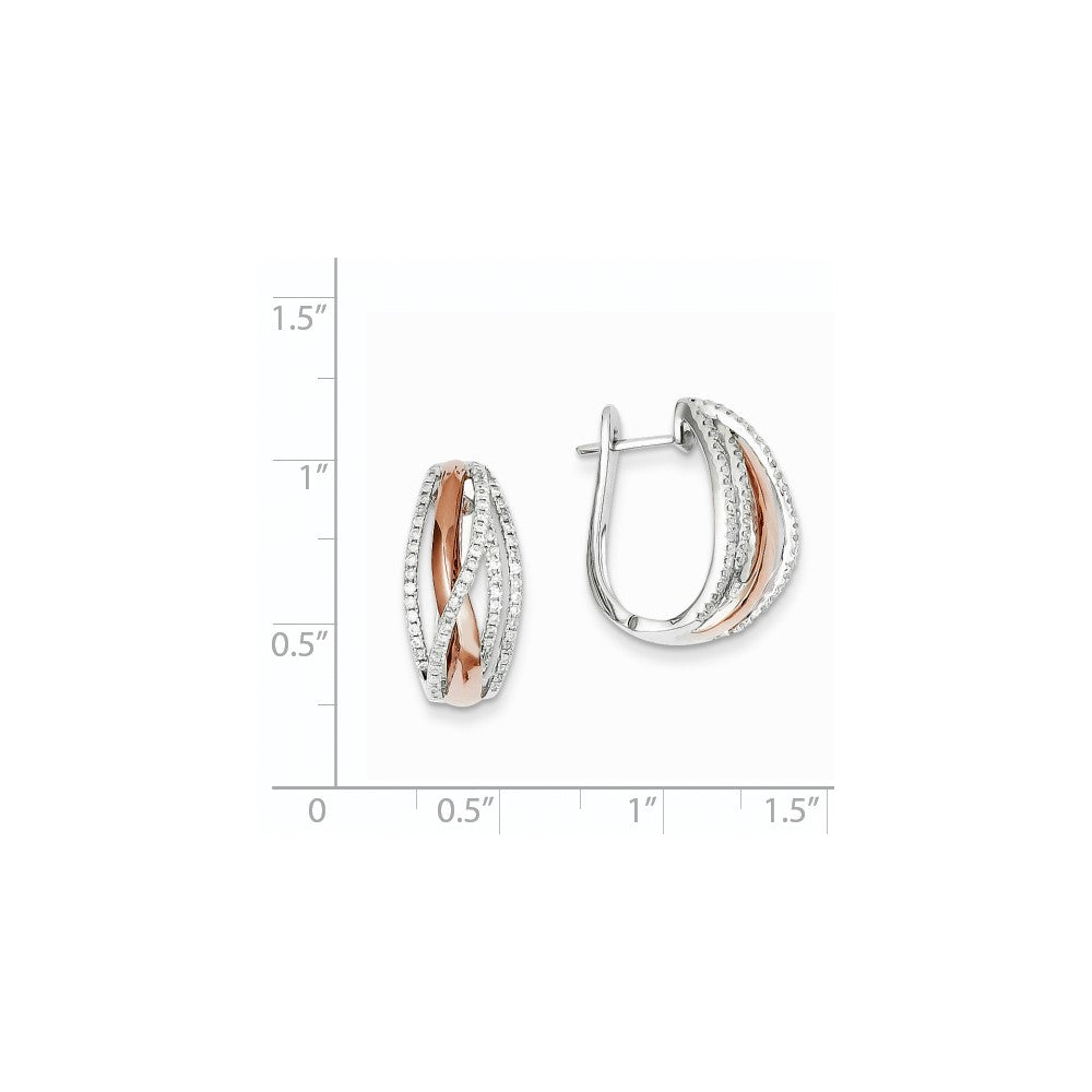 14K Gelbgold Zweifarbig Diamant-Creolen mit Scharnier, echter Diamant