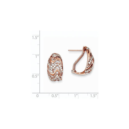 14K Roségold Ohrstecker mit Diamanten und Omega-Verschluss