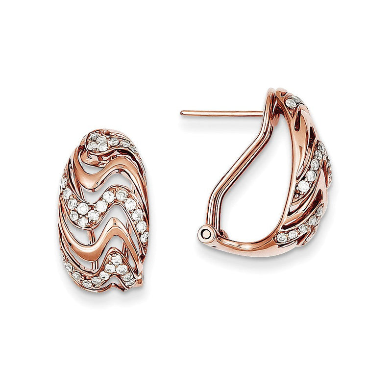 14K Roségold Ohrstecker mit Diamanten und Omega-Verschluss