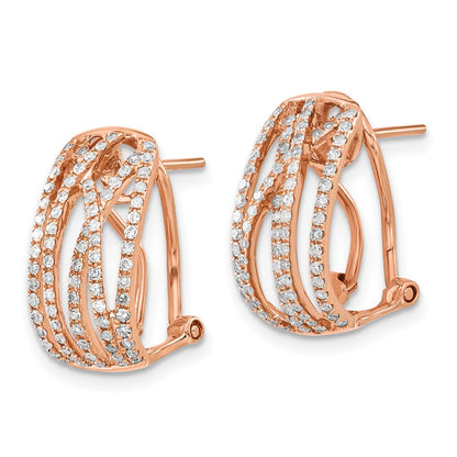 14K Roségold Diamant-Ohrringe mit Omega-Verschluss