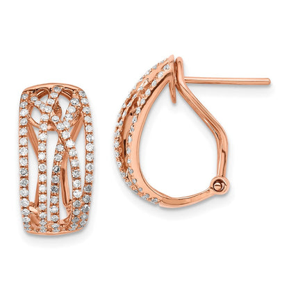 14K Roségold Diamant-Ohrringe mit Omega-Verschluss