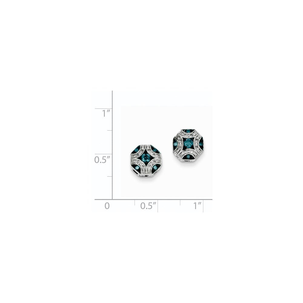 14K Weißgold Ohrstecker mit weißen und blauen Diamanten