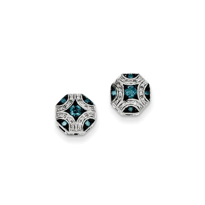 14K Weißgold Ohrstecker mit weißen und blauen Diamanten