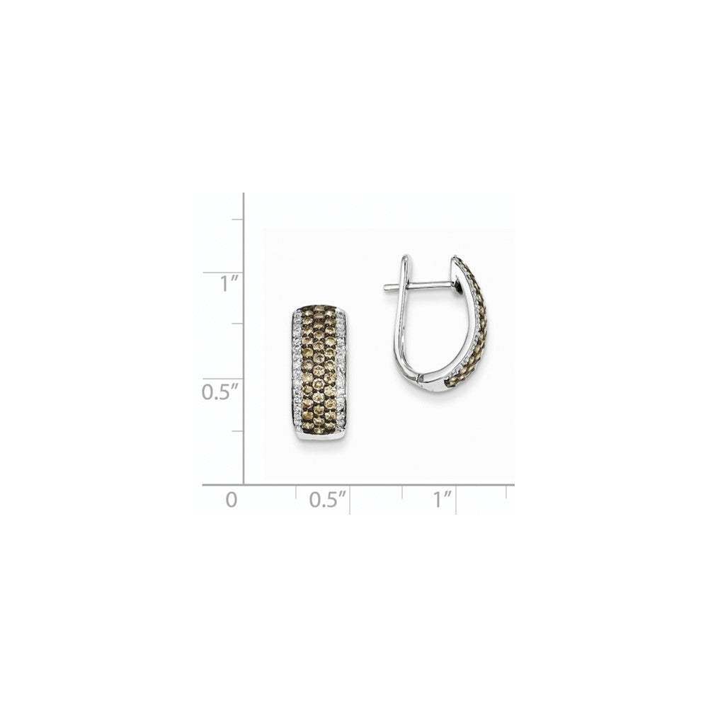 14K Weißgold-Creolen mit Scharnierverschluss, schwarzrhodiniert, mit Champagner- und weißen Diamanten