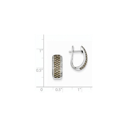 14K Weißgold-Creolen mit Scharnierverschluss, schwarzrhodiniert, mit Champagner- und weißen Diamanten