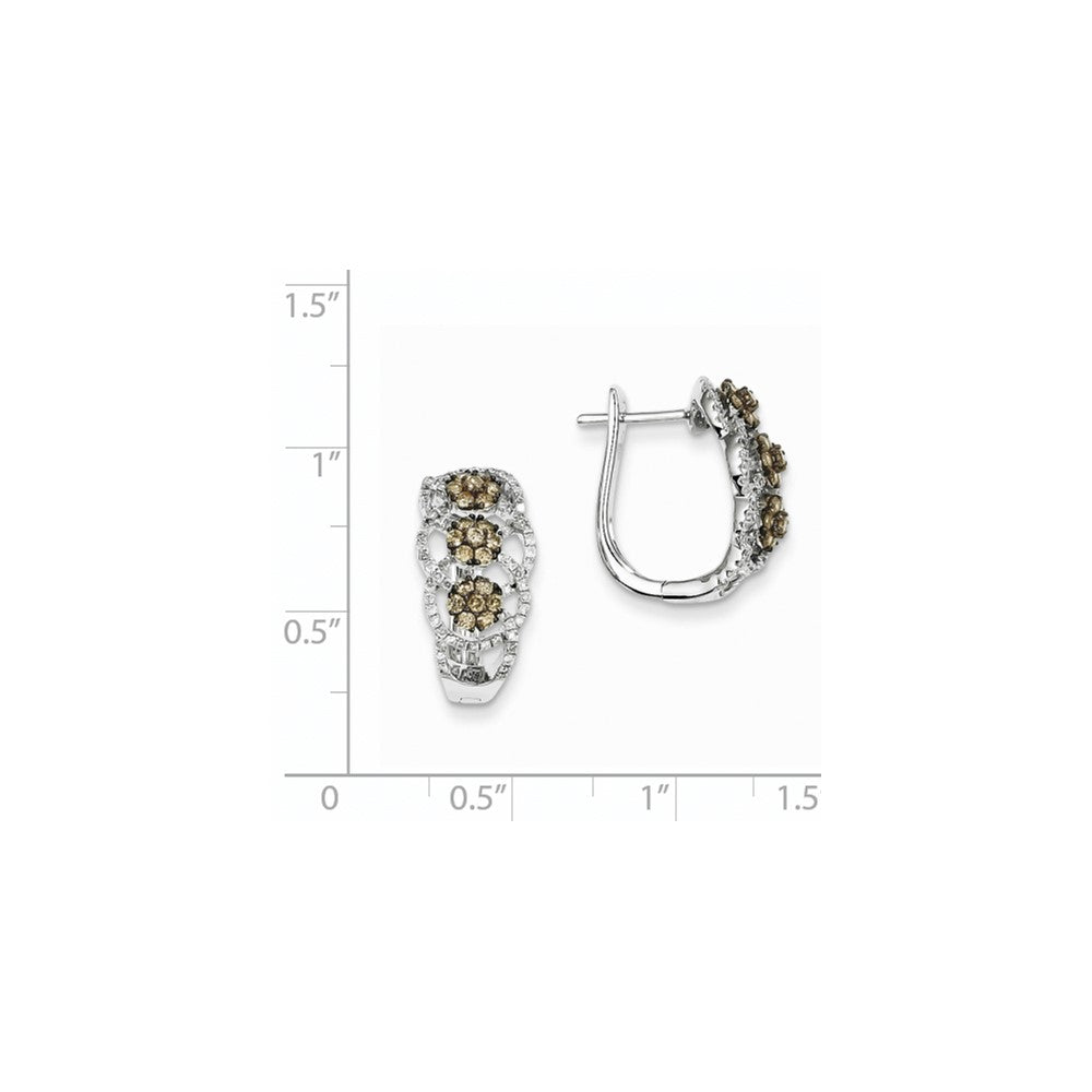 14K Weißgold Champagner/Weiß Diamant Creolen mit Schwarzrhodinierung