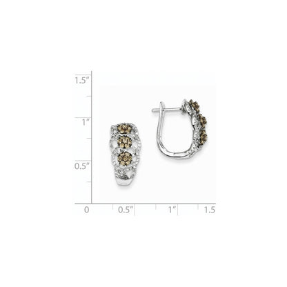 14K Weißgold Champagner/Weiß Diamant Creolen mit Schwarzrhodinierung