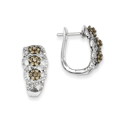 14K Weißgold Champagner/Weiß Diamant Creolen mit Schwarzrhodinierung