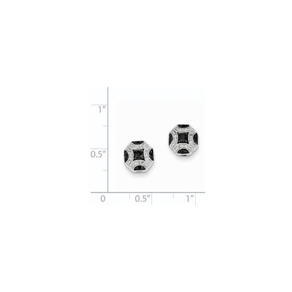 14K Weißgold Ohrstecker mit weißen und schwarzen echten Diamanten