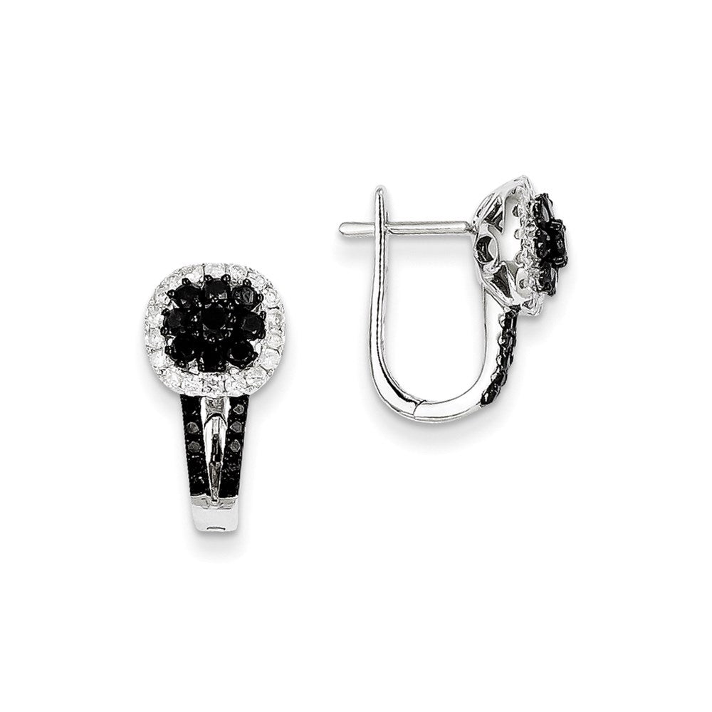14K Weißgold Schwarz-Weiß-Diamant-Ohrringe