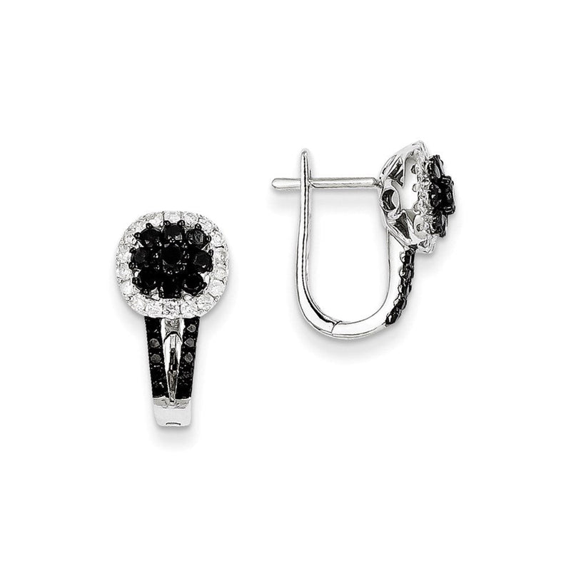 14K Weißgold Schwarz-Weiß-Diamant-Ohrringe