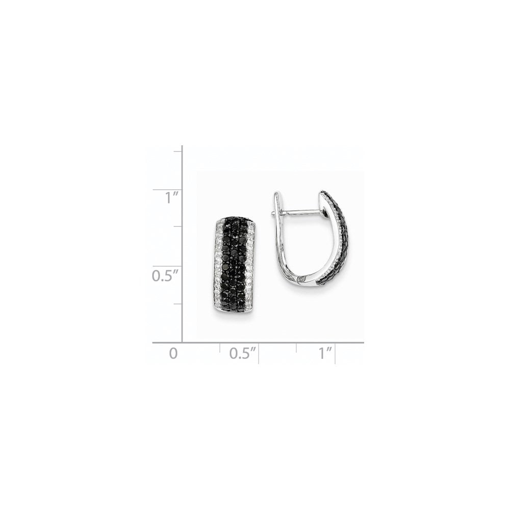 14K Weißgold Creolen mit Klappmechanismus und echten schwarzen und weißen Diamanten