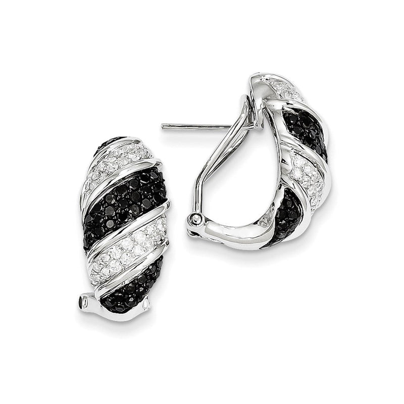 14K Weißgold Ohrringe mit schwarzen und weißen Diamanten