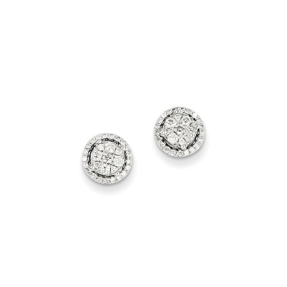 14K Weißgold Diamant-Ohrstecker mit rundem Schliff und Schraubverschluss