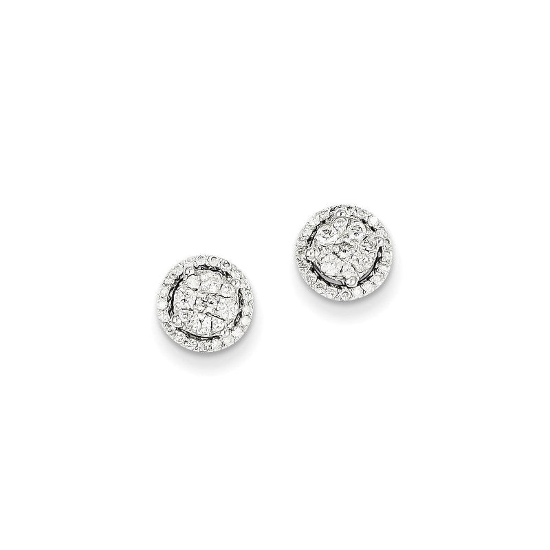 14K Weißgold Diamant-Ohrstecker mit rundem Schliff und Schraubverschluss