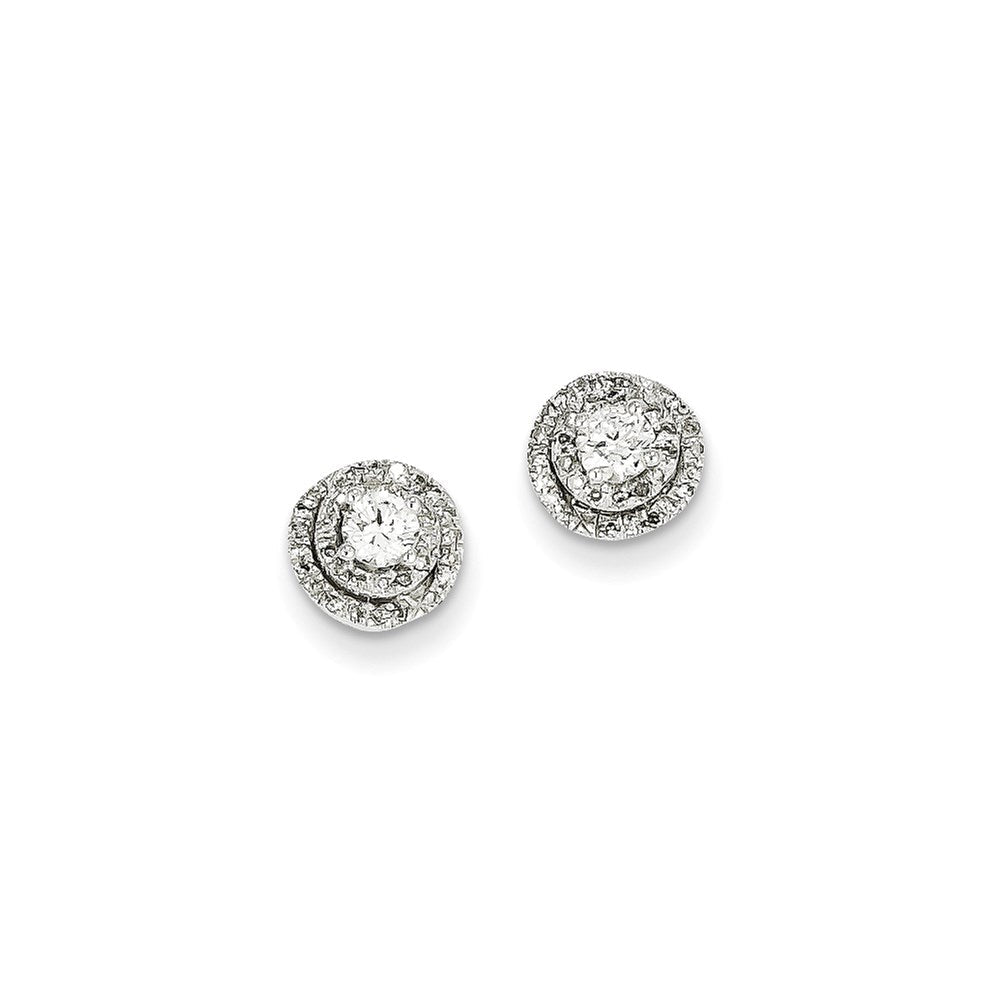 14K Weißgold Ohrstecker mit runden echten Diamanten